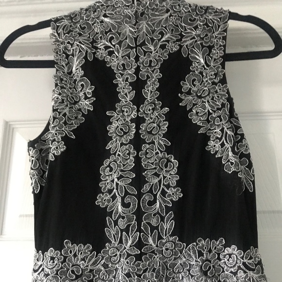 Betsy & Adam Dresses & Skirts - Embellished Mock-Neck Black and Silver Mermaid